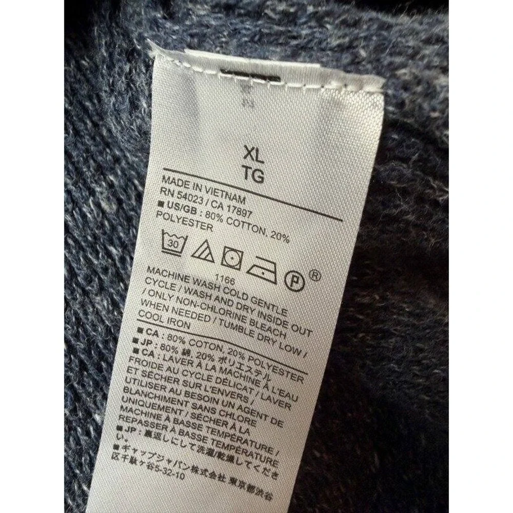 Banana Republic Mens Navy Blue Tundra Hoodie Sweater Waffle Texture Size XL